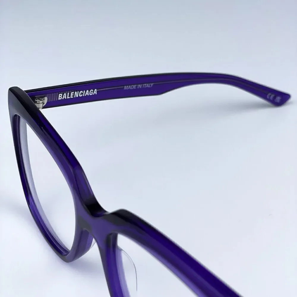 SALE! NEW Balenciaga BB0062O 003 Violet Logo Square Women Eyeglasses